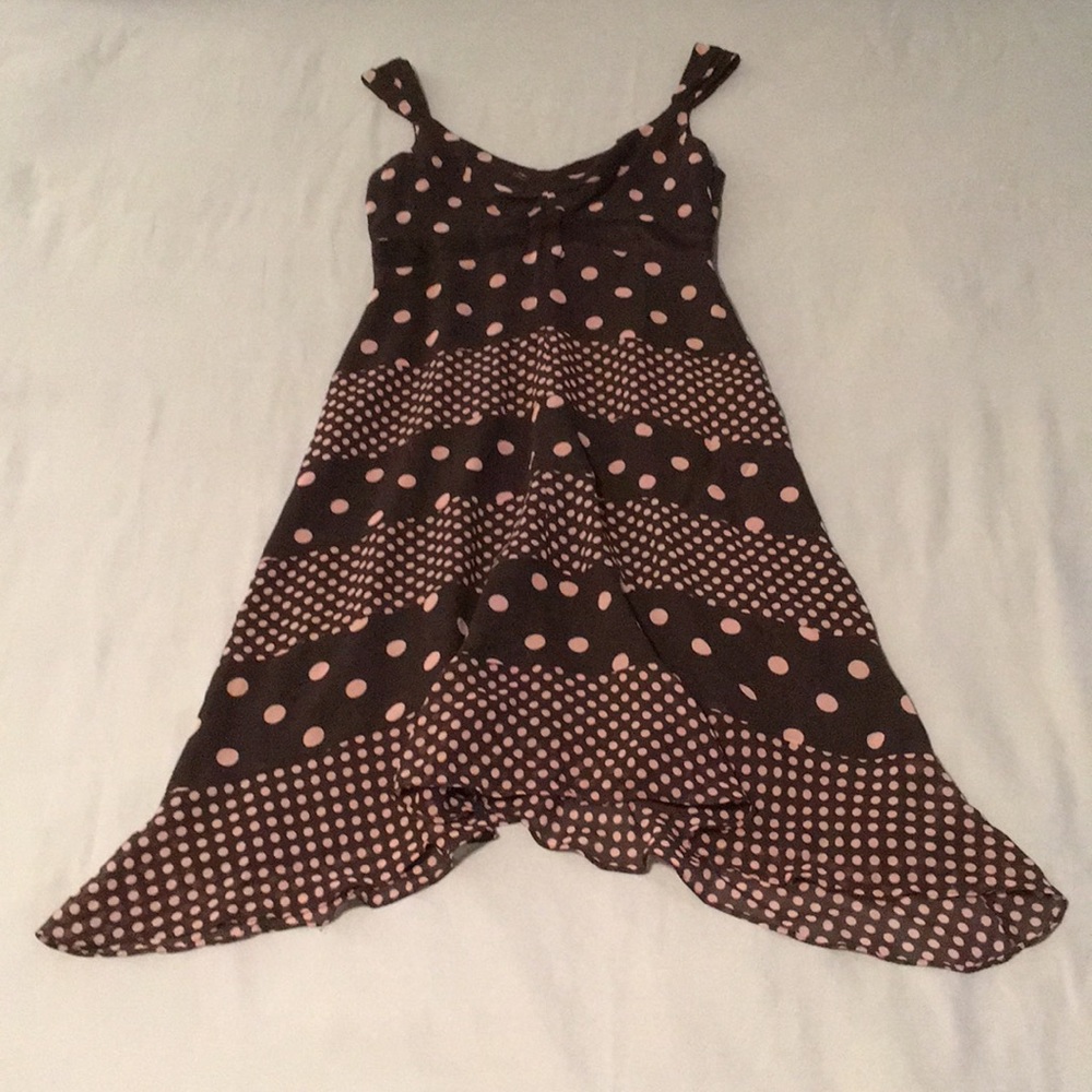 Brown pink spotted dress